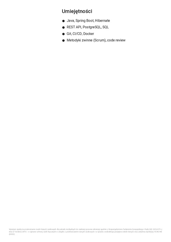 Przykładowe CV programisty — strona 2 (szablon Nero)